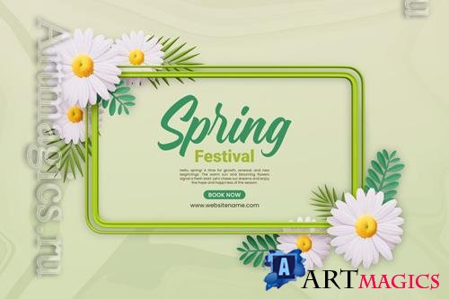 PSD spring festival floral frame design template with colorful flowers