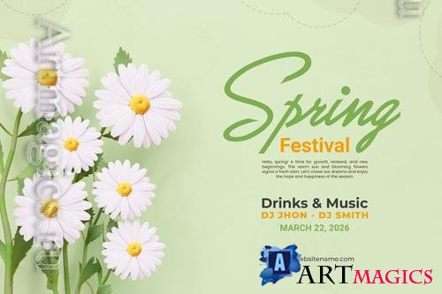 PSD spring festival floral banner design template in flowers