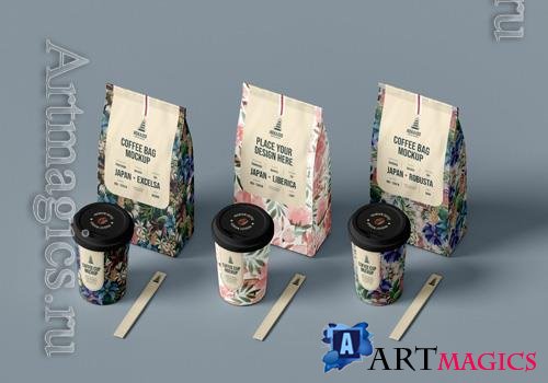 PSD coffee branding packaging mockup vol 12