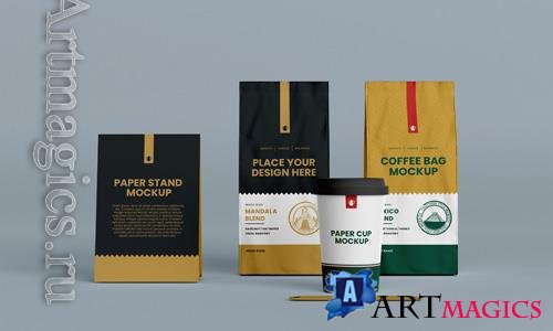 PSD coffee branding packaging mockup vol 8