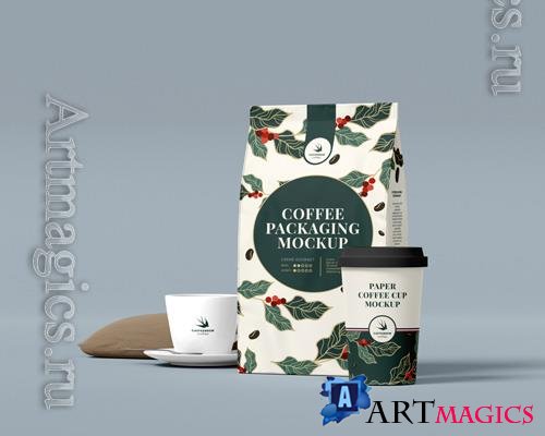 PSD coffee branding packaging mockup vol 9