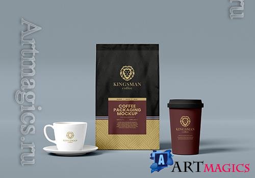 PSD coffee branding packaging mockup