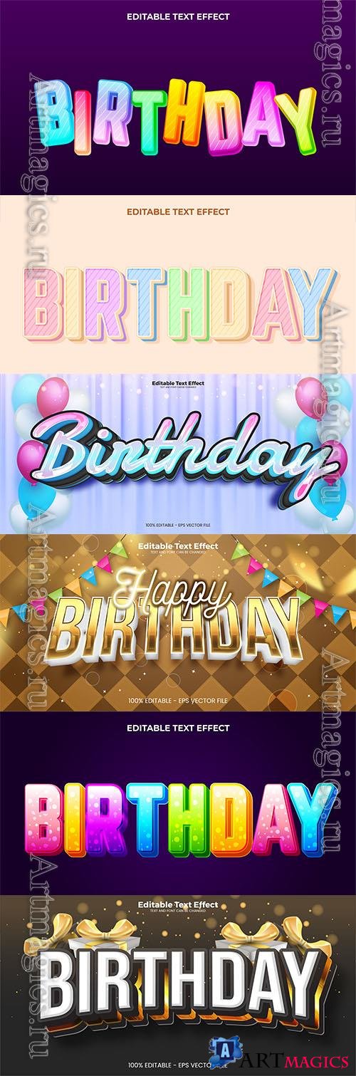 Vector happy birthday editable text effect in modern trend style