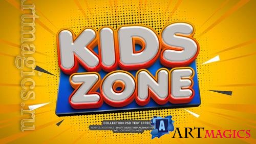 PSD kids zone 3d custom text effect