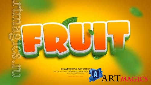 PSD fruit fresh 3d custom text effect