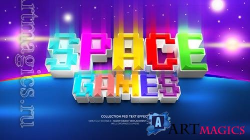 PSD space games 3d custom text effect