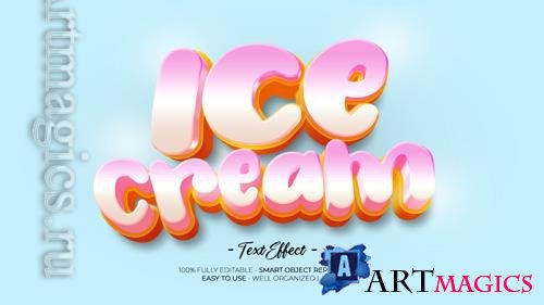 PSD ice cream 3d custom text effect