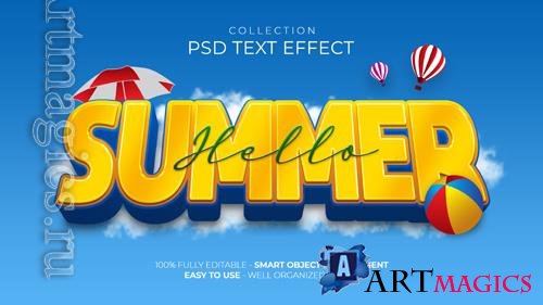 PSD hello summer custom text effect