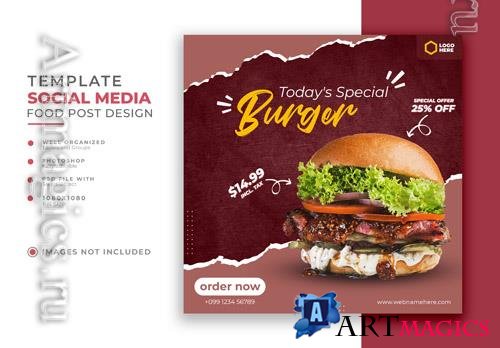 PSD premium psd today's special burger food social media post or promotional instagram banner template