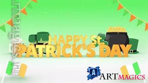 3D St. Patrick's Day Greeting Intro Orange, Pots of Gold and Clover Leaves