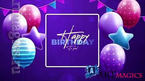 Birthday party, balloons and text motion graphics