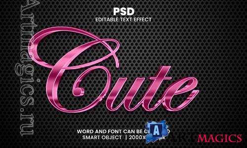 Psd cute pink luxury 3d editable photoshop text effect style with modern background design