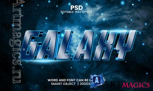 Psd galaxy 3d editable photoshop text effect style with modern background design