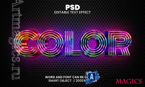Psd color 3d editable photoshop text effect style with modern background design