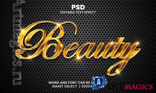 Psd beauty luxury 3d editable photoshop text effect style with modern background design