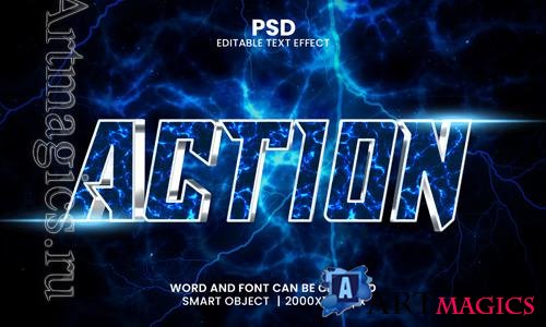 Psd action 3d editable photoshop text effect style with modern background design
