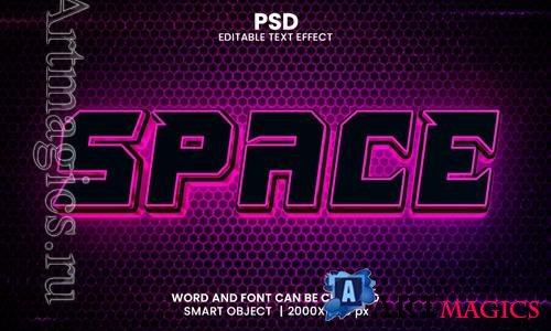 Space neon 3d editable photoshop text effect style with modern background
