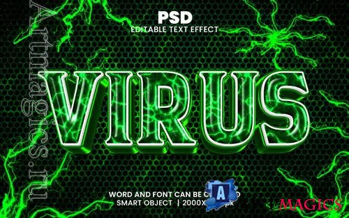 PSD virus 3d editable photoshop text effect style with modern background