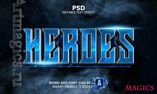 PSD heroes 3d editable photoshop text effect style with modern background