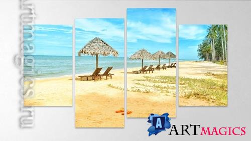 Photo collage wall canvas frame effect mockup psd