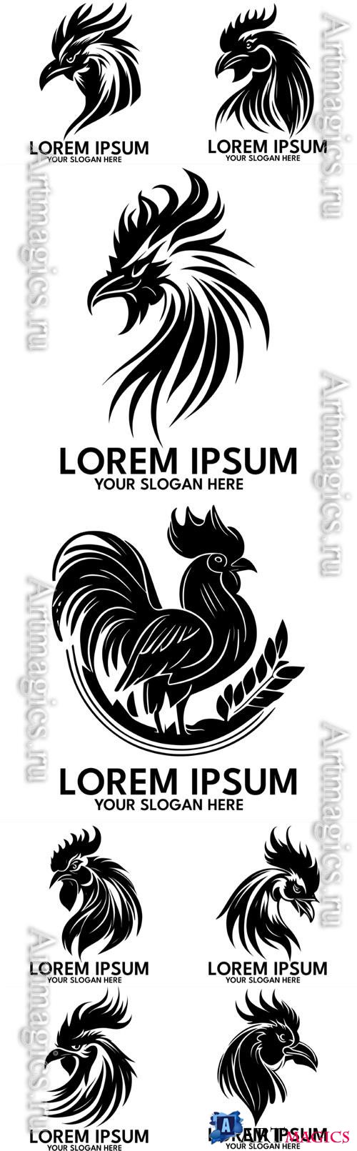 Rooster silhouette logo style vector illustration