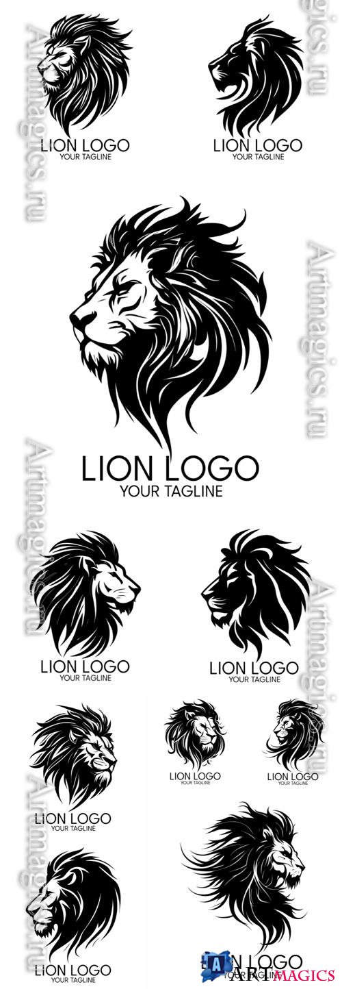 Lion logo silhouette art vector template