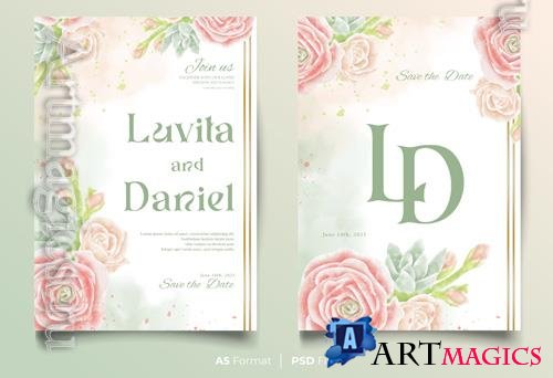Wedding psd invitation floral design card with ornament