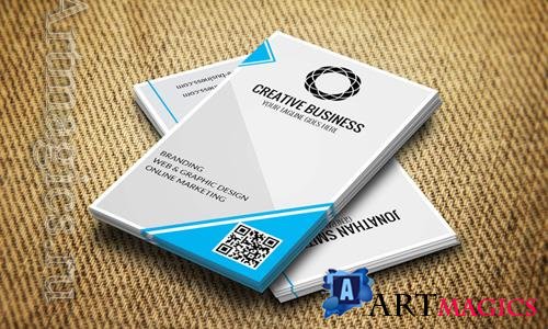 Psd Business card with blue abstract design
 