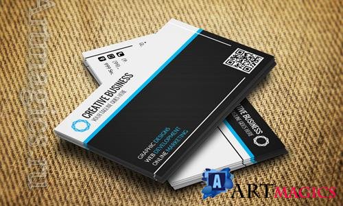 Psd Elegant business card with blue template design
 
