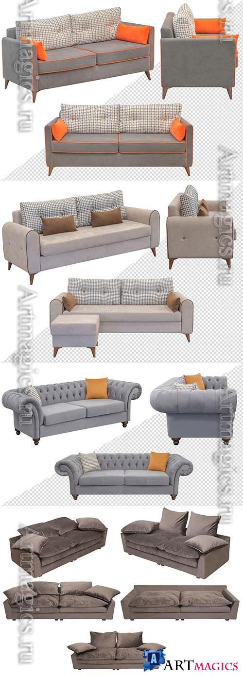 Sofa for office or home in different angles interior element design template psd
