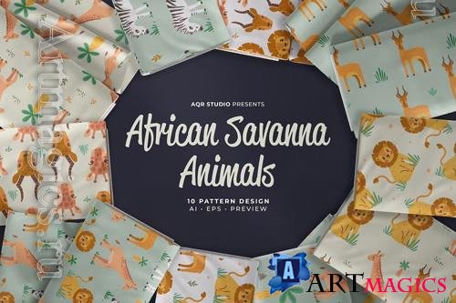 African Savanna Animals - Seamless Pattern Design