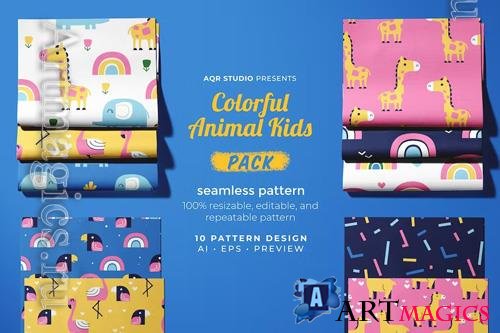 Colorful Animal Kids - Seamless Pattern Design
 Collection
