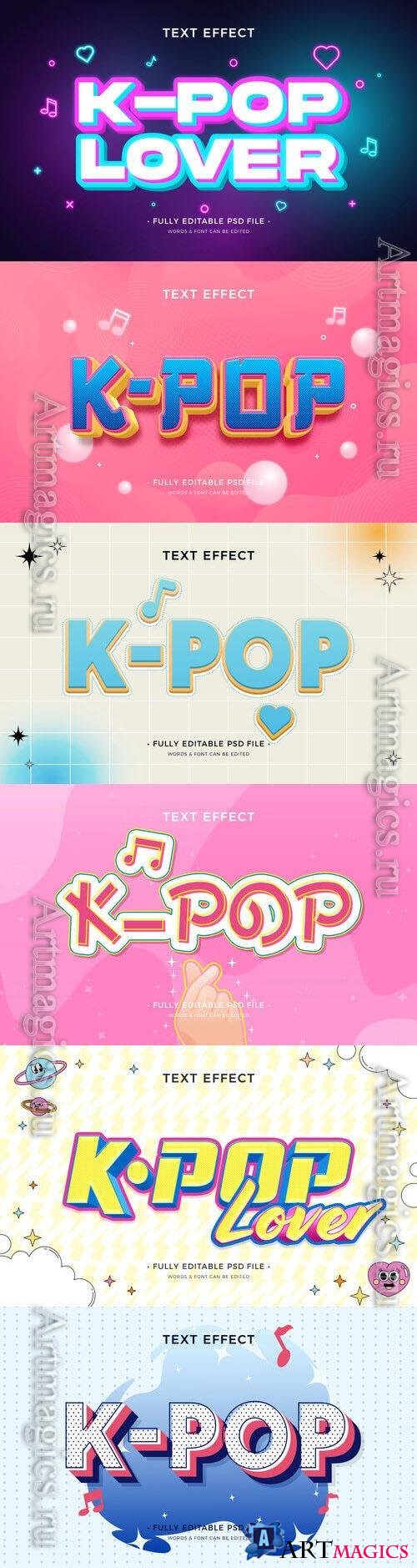 PSD k-pop text effect template set 