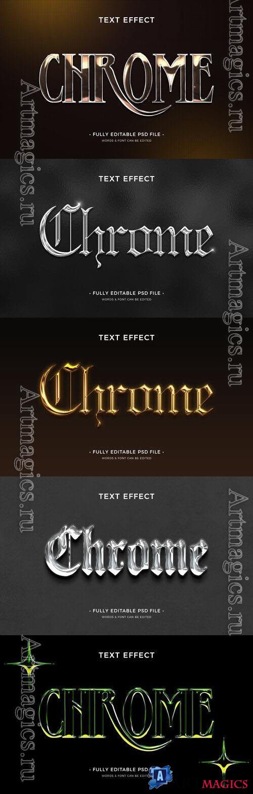 PSD chrome text effect template set