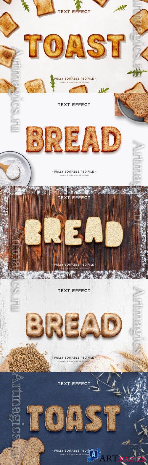 Bakery text effect design template set psd