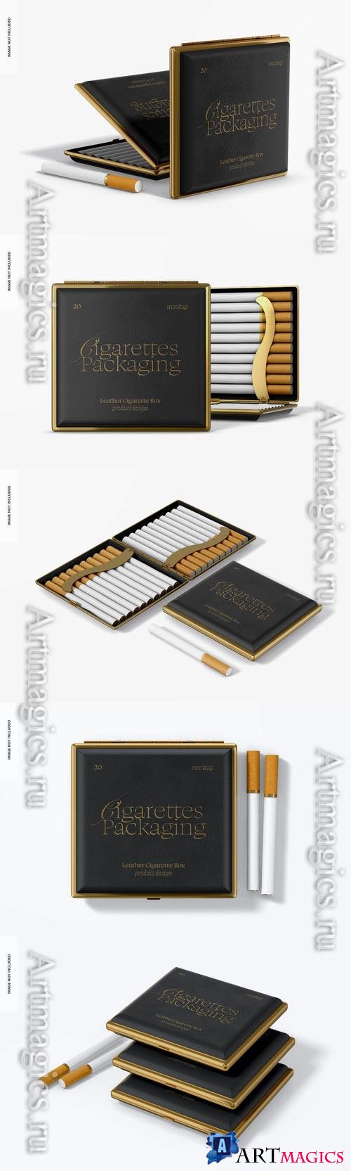 Leather cigarette box psd template mockup design