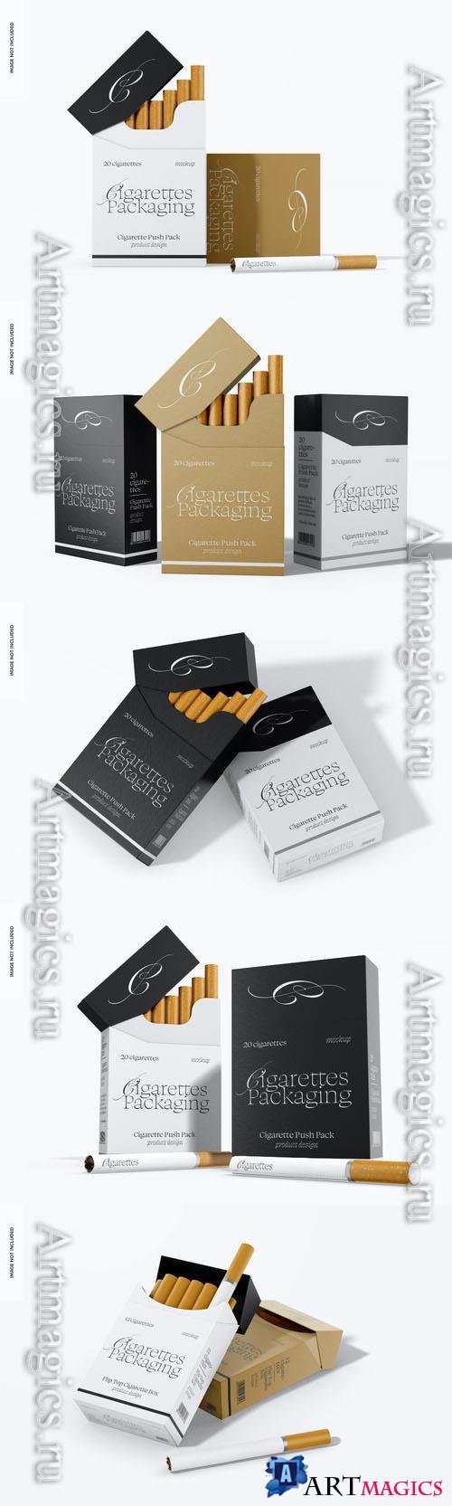 Cigarette push pack psd template mockup design
