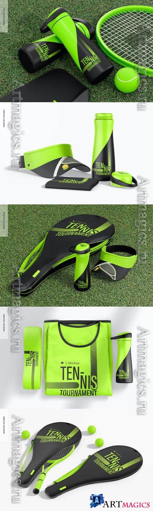 Tennis kit scene psd template mockup design