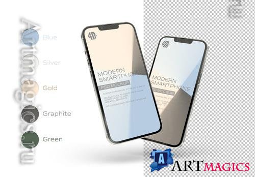 PSD mobile phone isolated on white mockup 