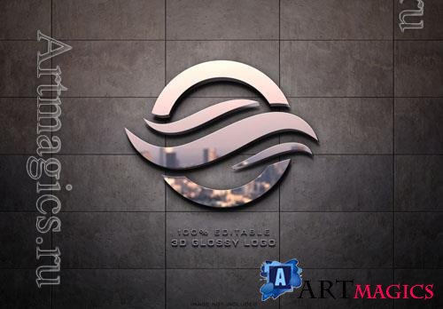 PSD metal luxure logo with 3d effect reflection 
