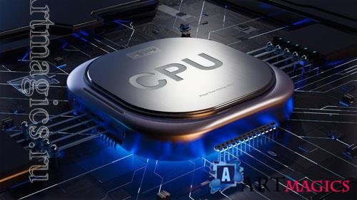 Cpu can be used text input, psd abstract circuit board space on processor 