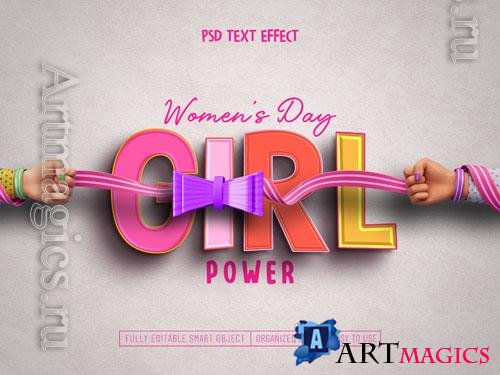 PSD girls, womens day text effect design

