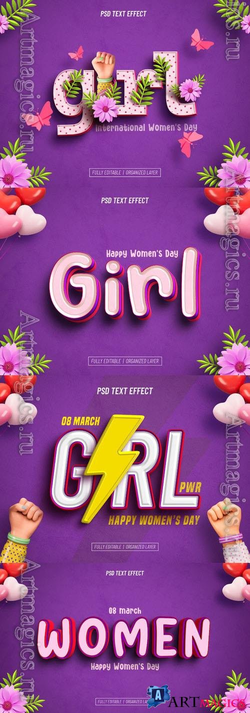 Womens day psd style text effect editable collection vol 3