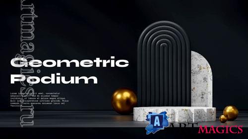 PSD podium in landscape black arch and gold ball