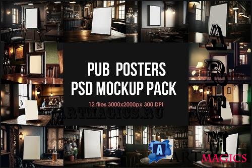 Pub Posters PSD Mockup Pack, Bar Banner PSD Template - 2481840