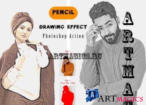 Pencil Drawing Effect PS Action - 13425661
