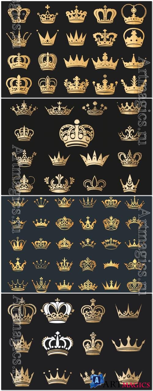 Vector silhouettes crowns set illustration vector design collection 
