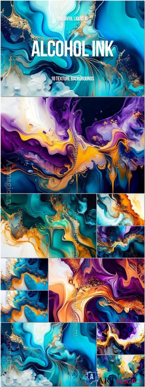 Liquid in Alcohol Ink, Luxury Abstract Fluid Art Painting Backgrounds