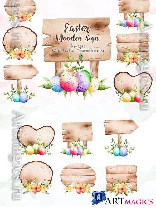 Easter Wooden Sign Clipart Beautiful Design
