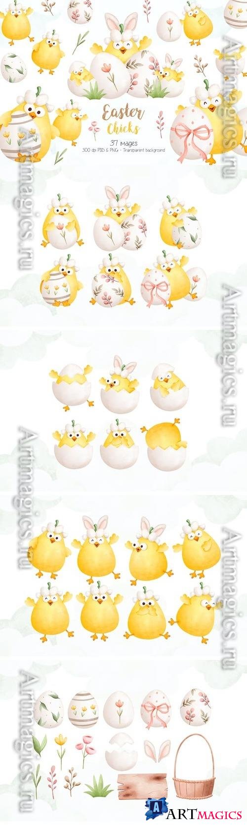Easter Chicks and Easter Egg Clipart Beautiful Design
